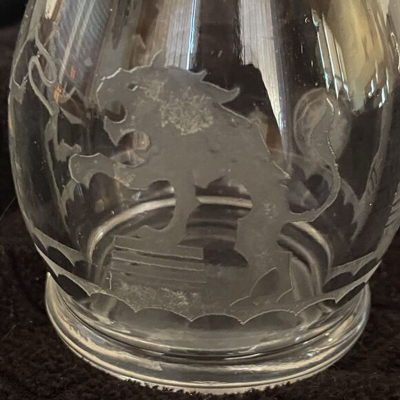 Vintage Heisey Glass Bitters Bottle with Circus Etch Lion Tamer 6" tall - Picture 16 of 16